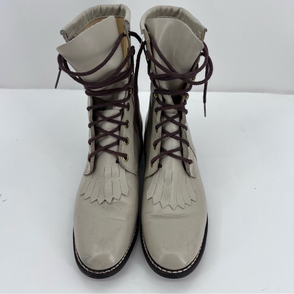 vintage western ropers lace up boots leather fringe size 7.5 - Picture 3 of 11